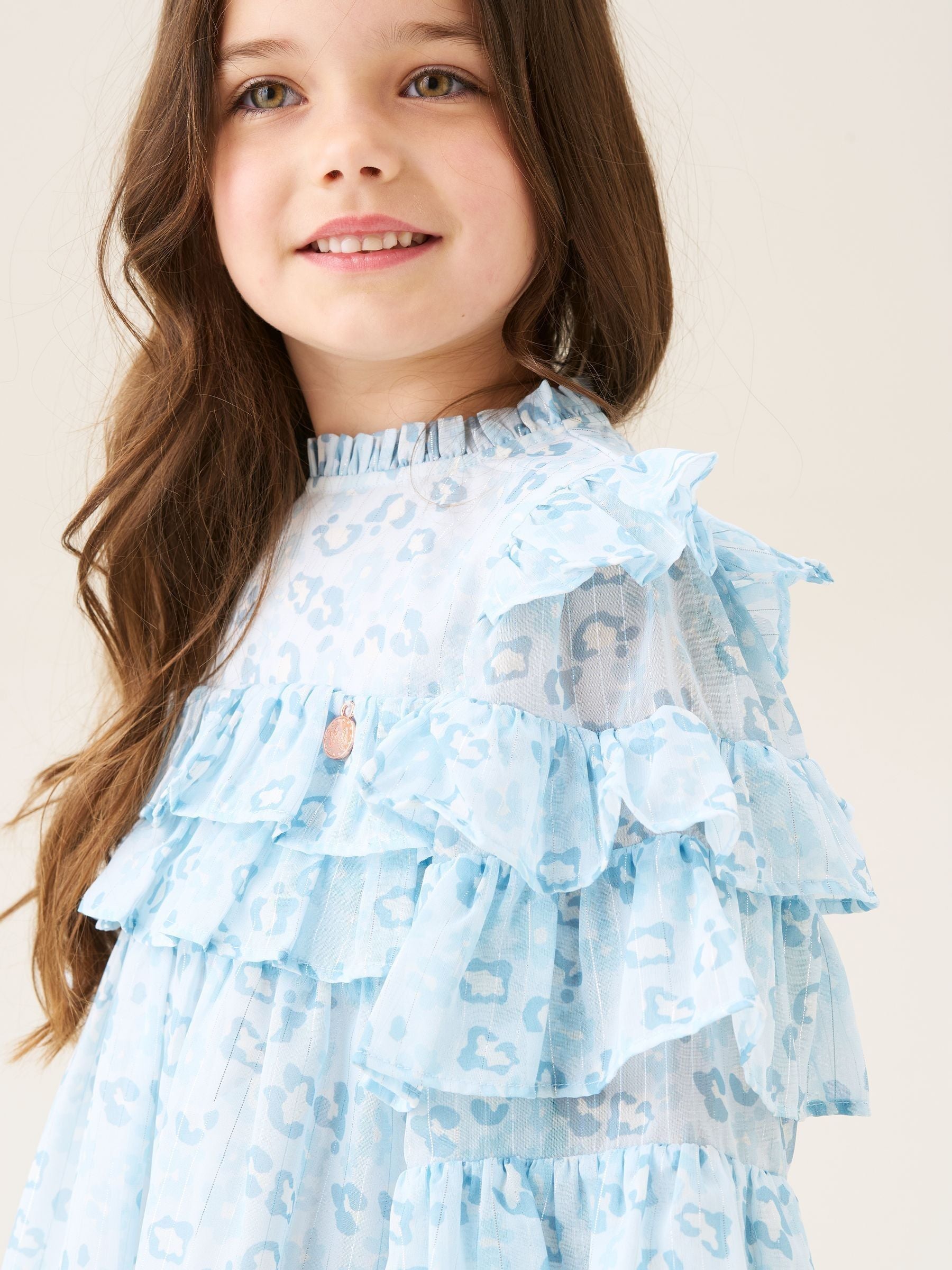 Angel & Rocket Blue Imogen Leopard Print Frill Dress image 3
