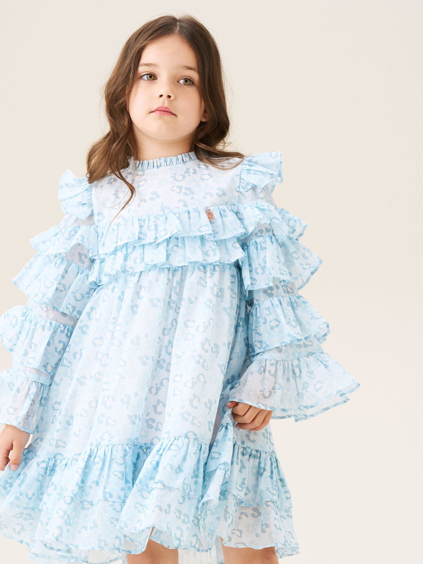 Angel & Rocket Blue Imogen Leopard Print Frill Dress image 4