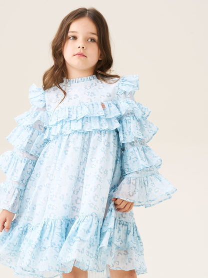 Angel & Rocket Blue Imogen Leopard Print Frill Dress image 4