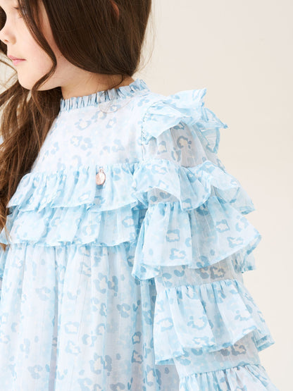 Angel & Rocket Blue Imogen Leopard Print Frill Dress image 5