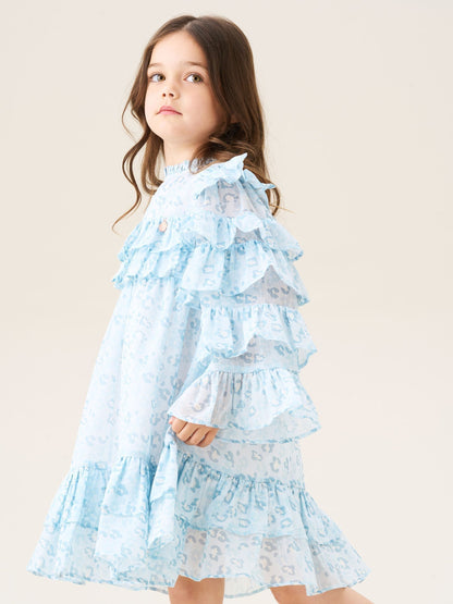 Angel & Rocket Blue Imogen Leopard Print Frill Dress image 6