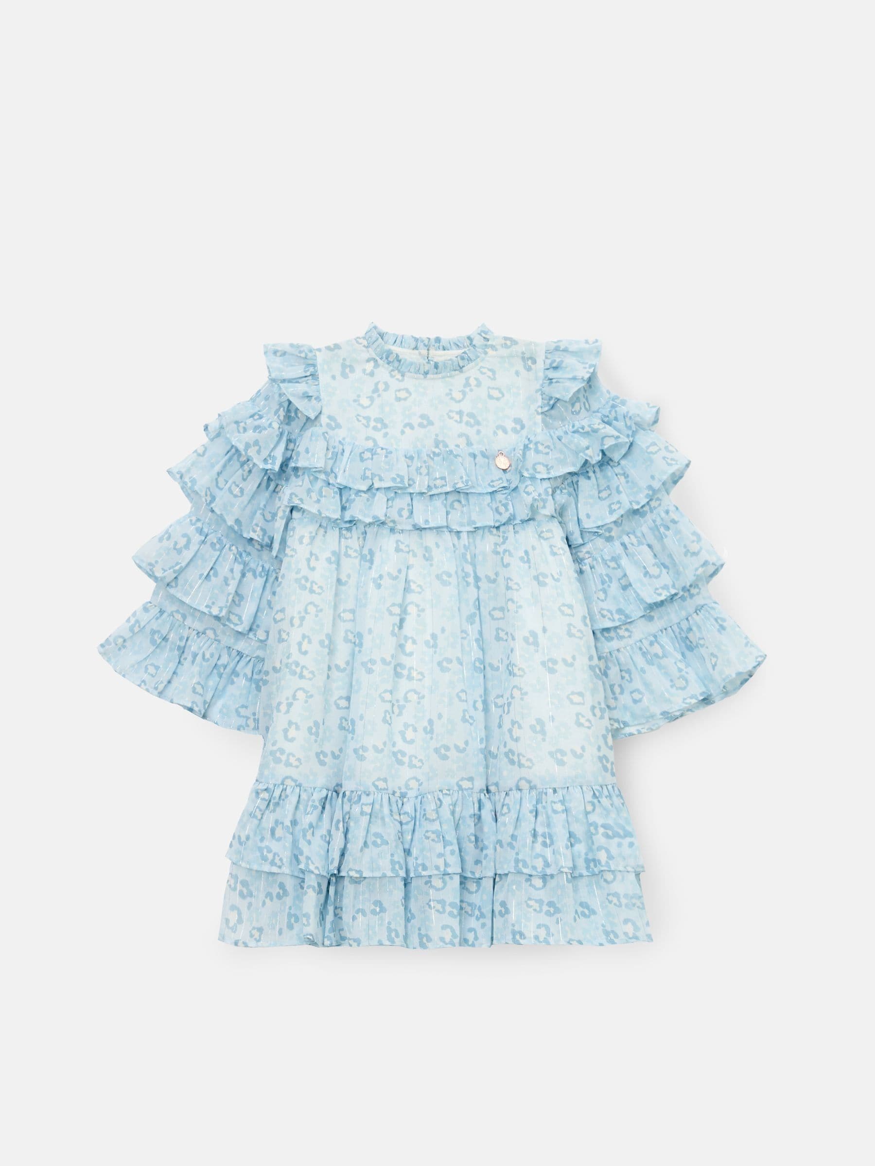 Angel & Rocket Blue Imogen Leopard Print Frill Dress image 7