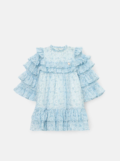 Angel & Rocket Blue Imogen Leopard Print Frill Dress image 7