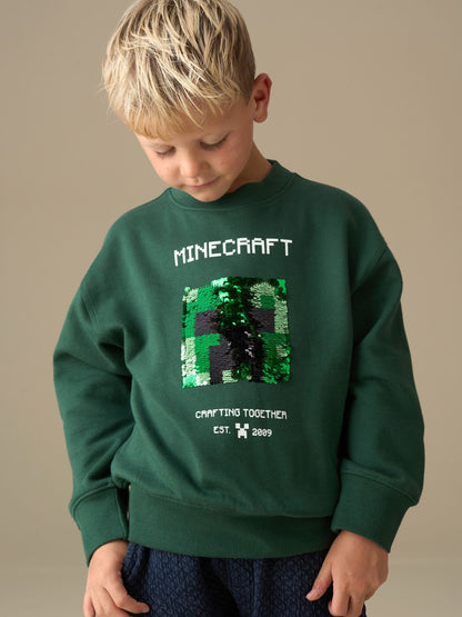 Dsiney Kidz - Angel & Rocket Green Minecraft Sequin Sweatshirt image 1
