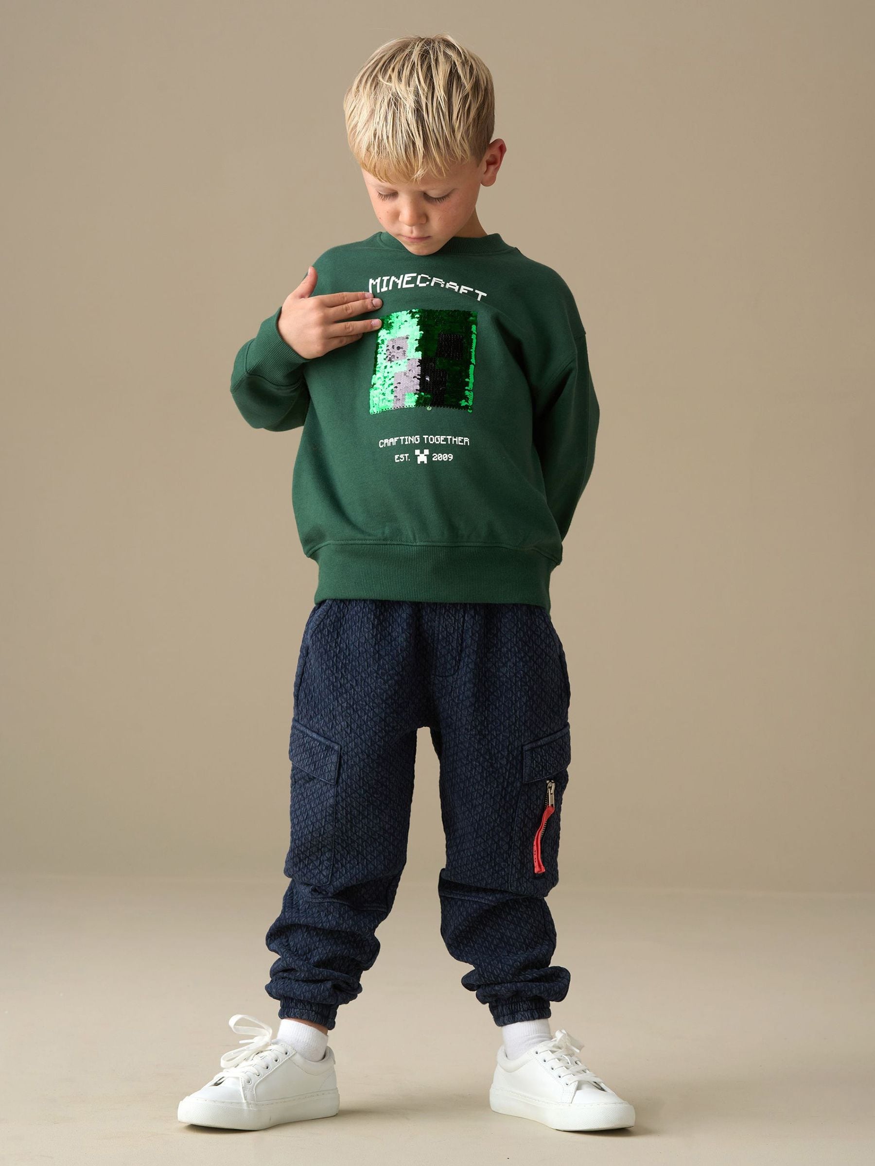 Dsiney Kidz - Angel & Rocket Green Minecraft Sequin Sweatshirt image 2