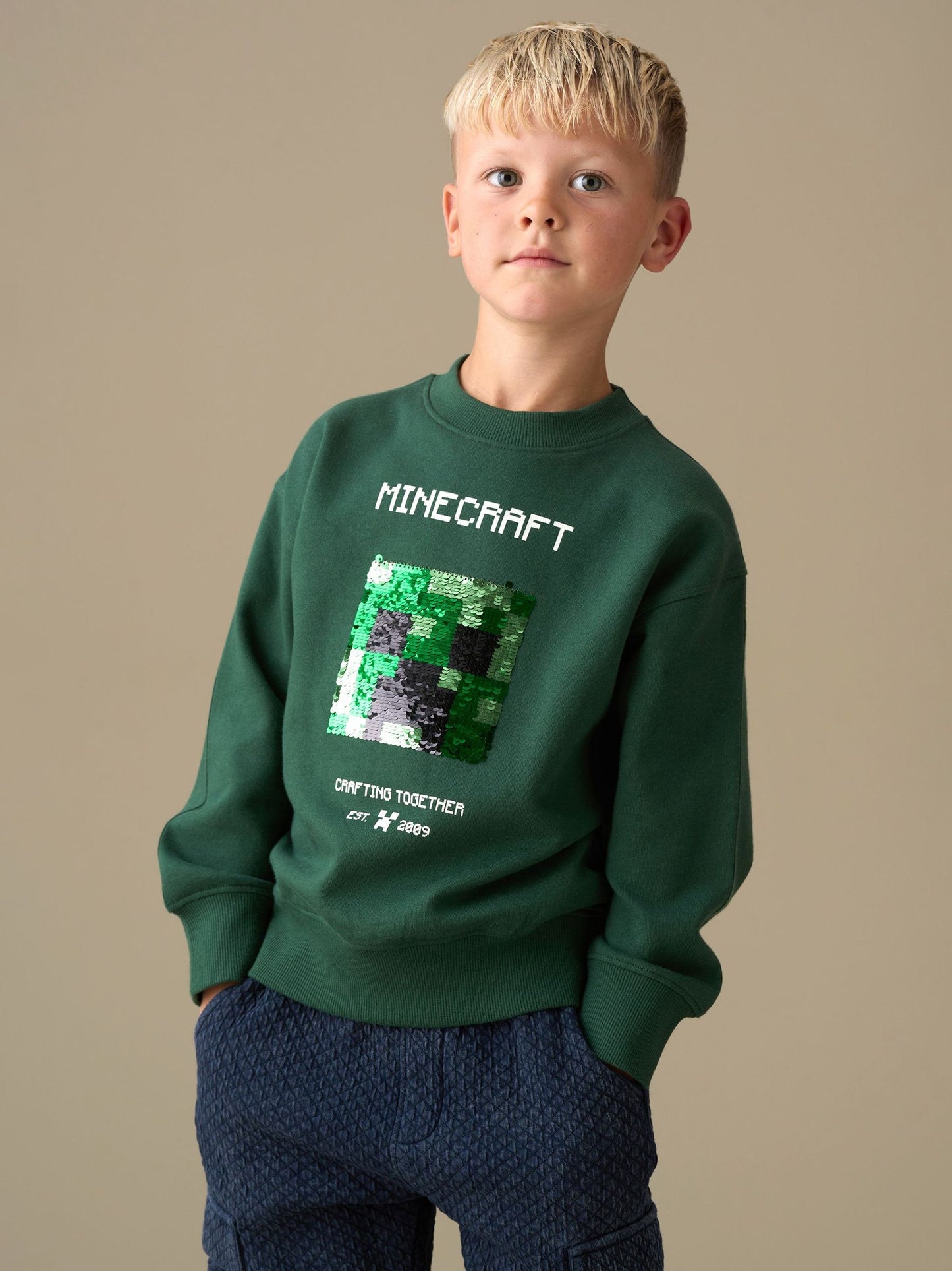 Dsiney Kidz - Angel & Rocket Green Minecraft Sequin Sweatshirt image 3