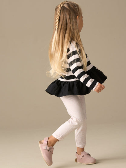 Angel & Rocket Black Marley Stripe Jersey Top And Spot Leggings image 2