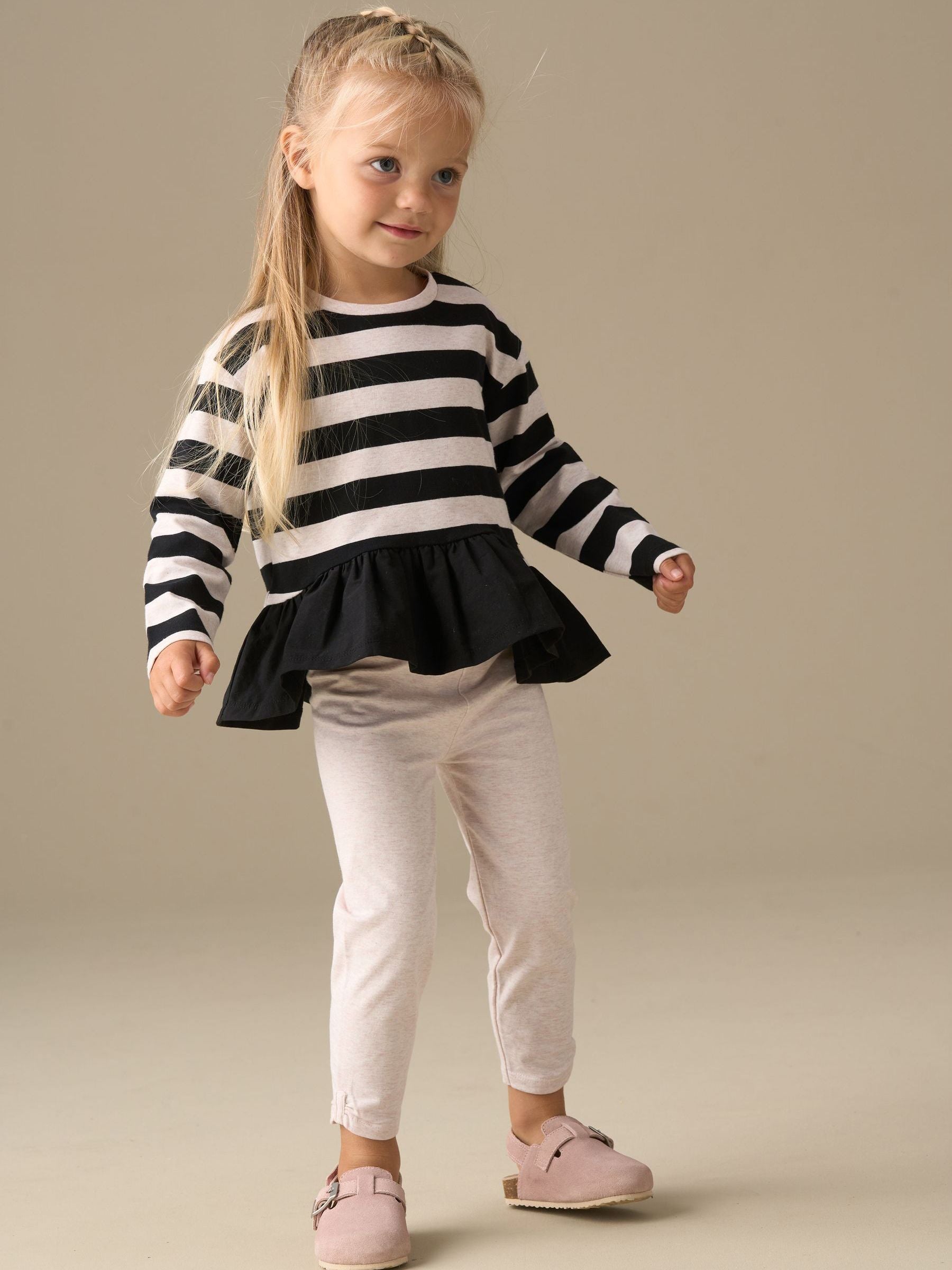 Angel & Rocket Black Marley Stripe Jersey Top And Spot Leggings image 4