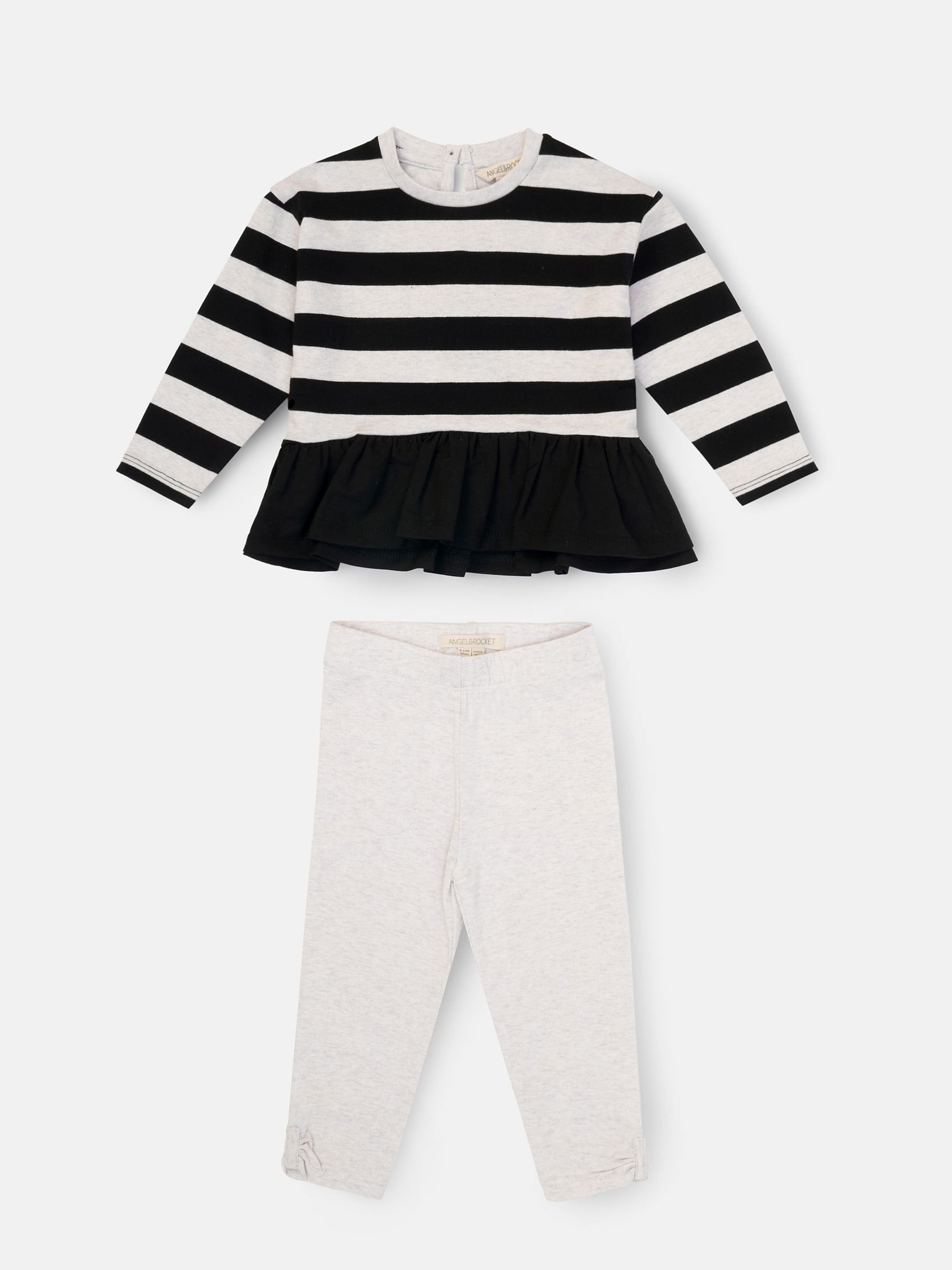 Angel & Rocket Black Marley Stripe Jersey Top And Spot Leggings image 6