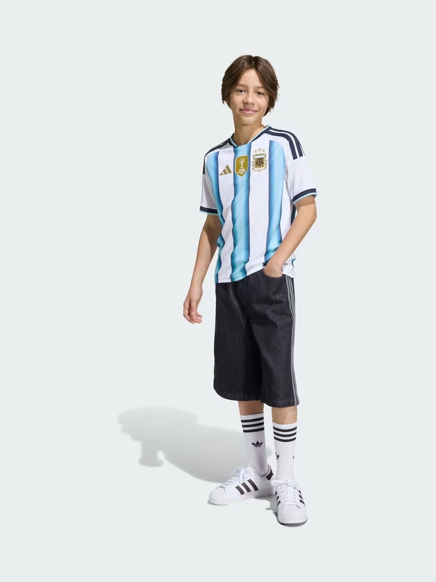 Dsiney Kidz - adidas White/Blue Argentina 26 Home Kids Jersey image 3