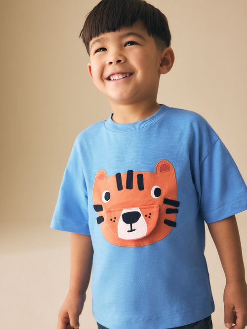 Blue Tiger Short Sleeve Interactive T-Shirt (3mths-7yrs) image 1