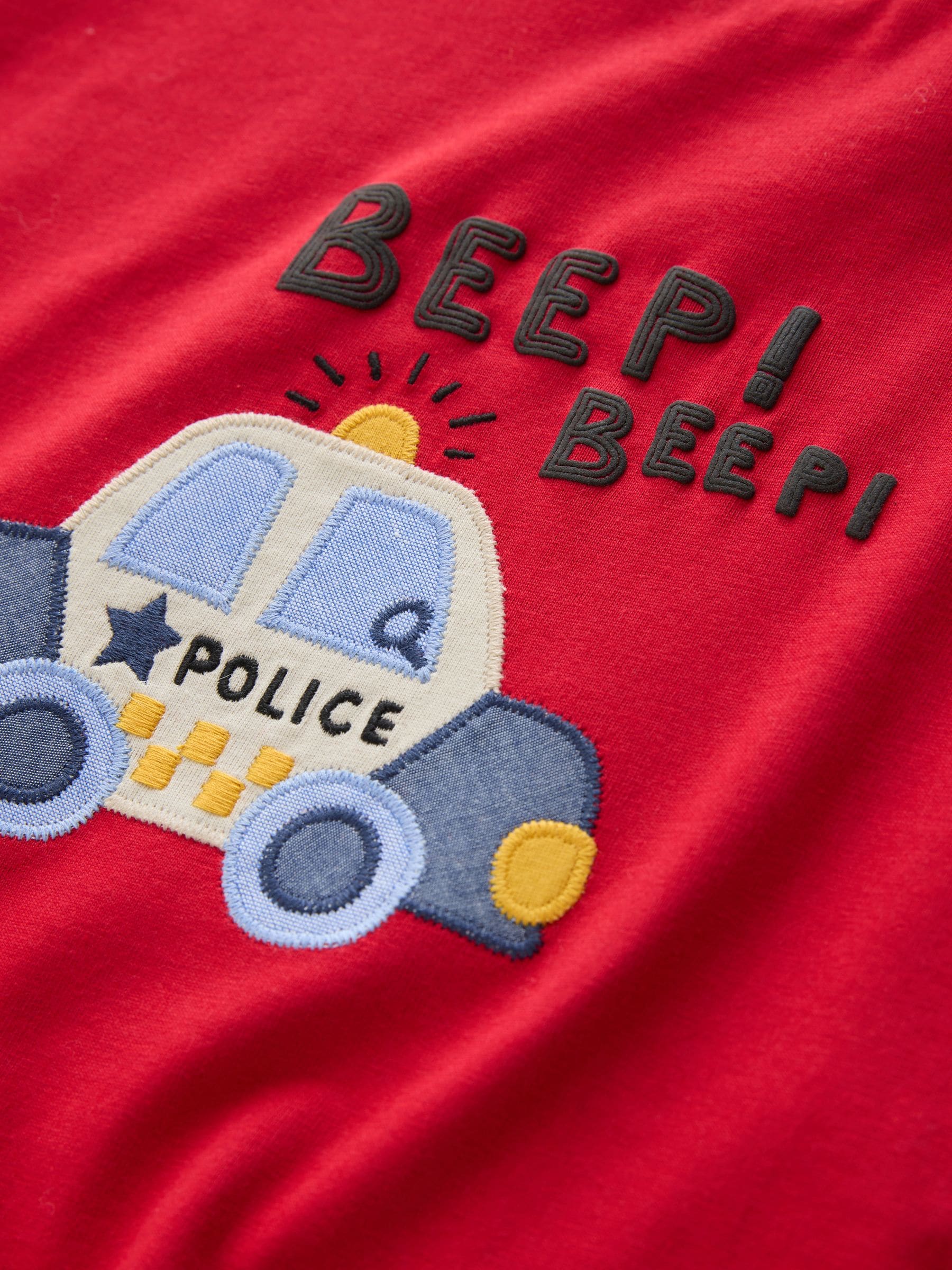 Red Police Car Short Sleeve Appliqué T-Shirt (3mths-7yrs) image 4