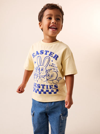 Yellow Bunny Short Sleeve Easter Graphic T-Shirt (3mths-7yrs) image 1