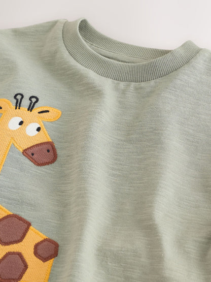 Green Giraffe Short Sleeve Appliqué T-Shirt (3mths-7yrs) image 6