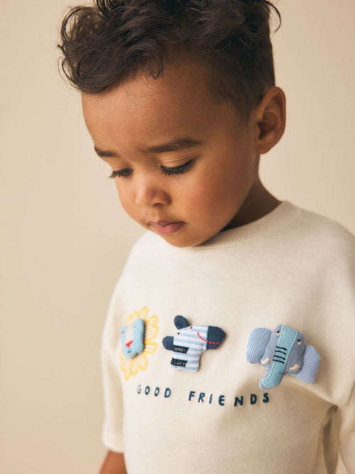 Neutral Safari Animals Short Sleeve 3D Padded T-Shirt (3mths-7yrs) image 1
