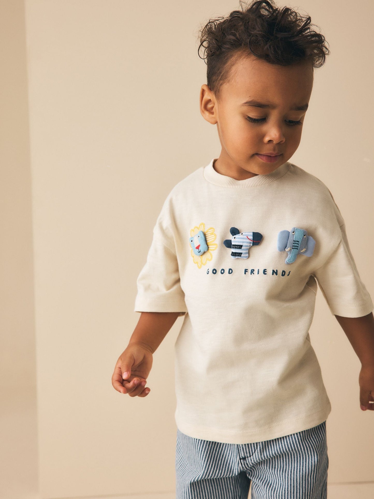 Neutral Safari Animals Short Sleeve 3D Padded T-Shirt (3mths-7yrs) image 4