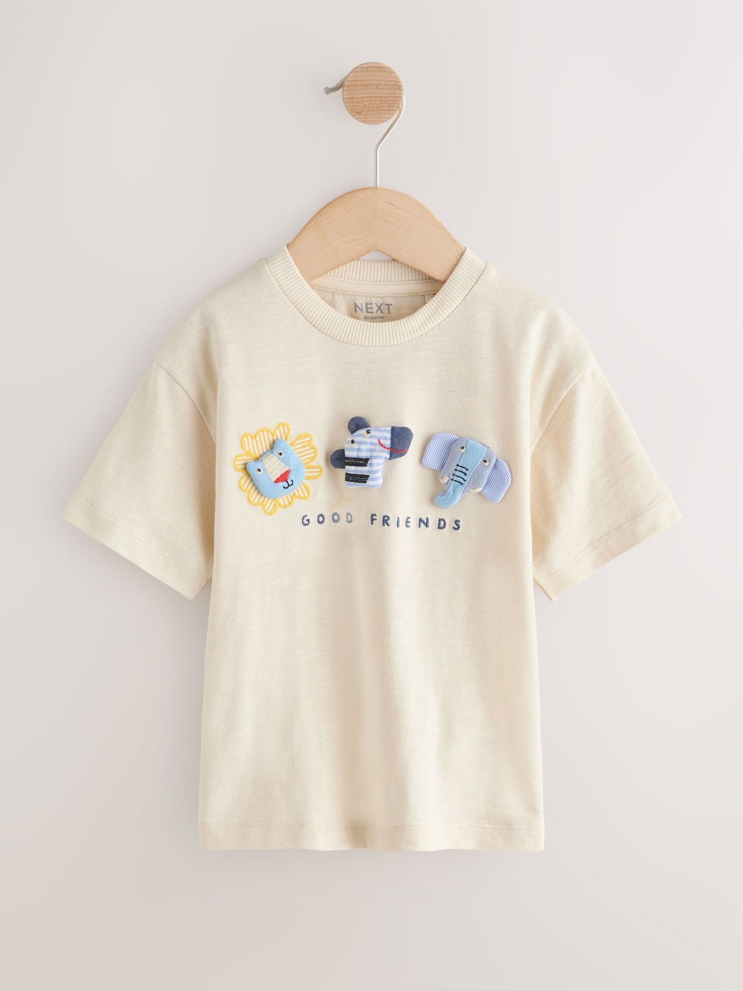Neutral Safari Animals Short Sleeve 3D Padded T-Shirt (3mths-7yrs) image 5