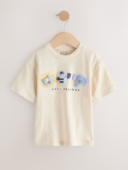 Neutral Safari Animals Short Sleeve 3D Padded T-Shirt (3mths-7yrs) image 5
