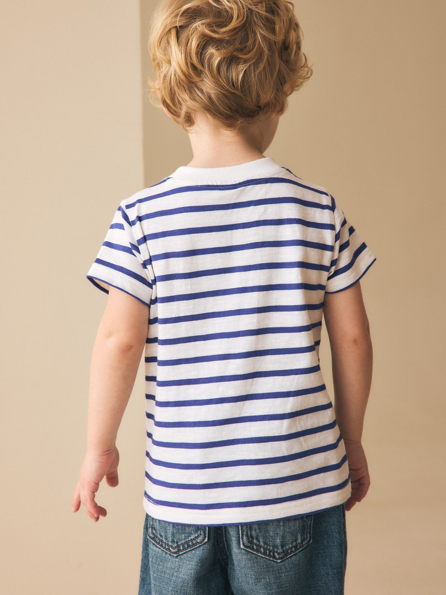 White/Blue Stripe Seagull Short Sleeve 3D Padded T-Shirt (3mths-7yrs) image 3