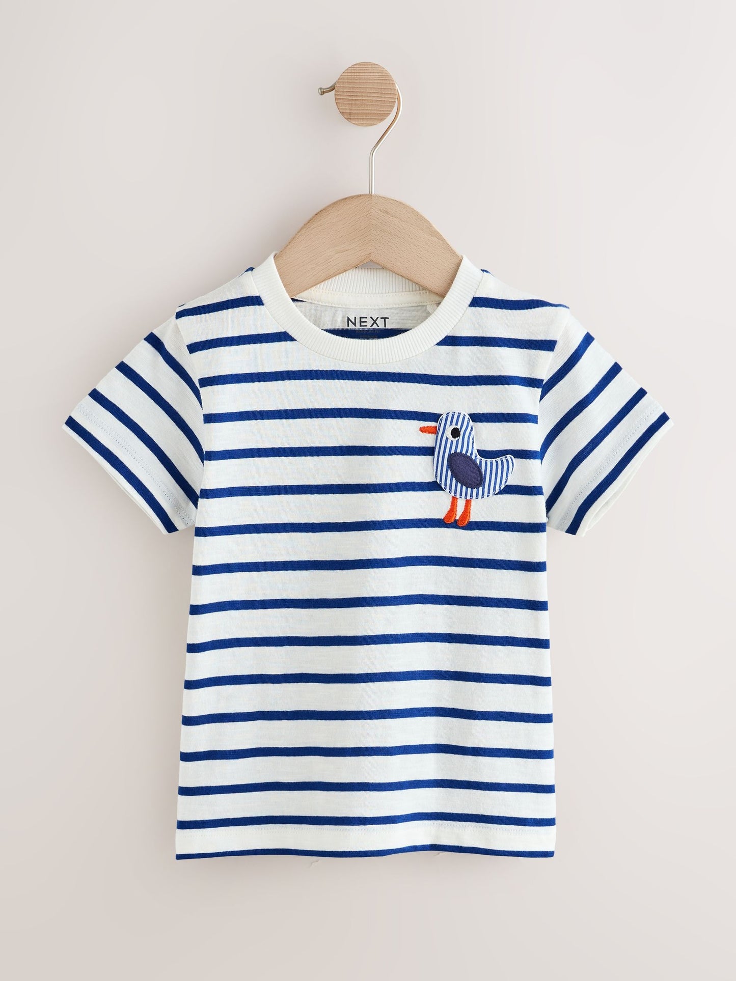 White/Blue Stripe Seagull Short Sleeve 3D Padded T-Shirt (3mths-7yrs) image 4