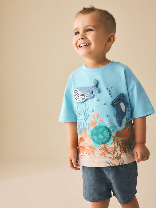 Blue Sea Animal Short Sleeve 3D Padded T-Shirt (3mths-7yrs) image 1