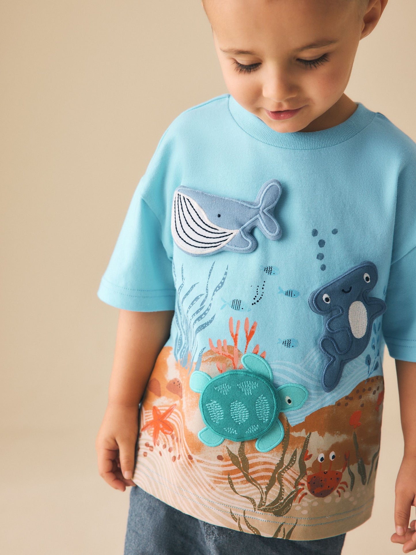 Blue Sea Animal Short Sleeve 3D Padded T-Shirt (3mths-7yrs) image 4