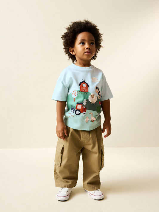 Green/Blue Farm Short Sleeve Appliqué T-Shirt (3mths-7yrs) image 2