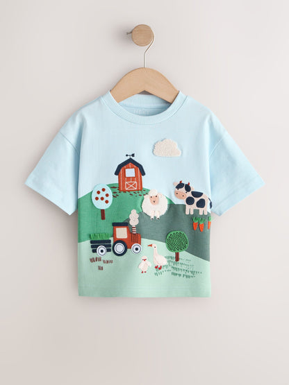 Green/Blue Farm Short Sleeve Appliqué T-Shirt (3mths-7yrs) image 4