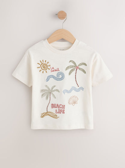 Neutral Beach Palms Short Sleeve Appliqué T-Shirt (3mths-7yrs) image 1