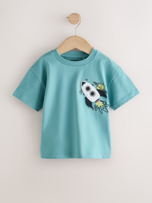 Blue Rocketship Short Sleeve Interactive T-Shirt (3mths-7yrs) image 1