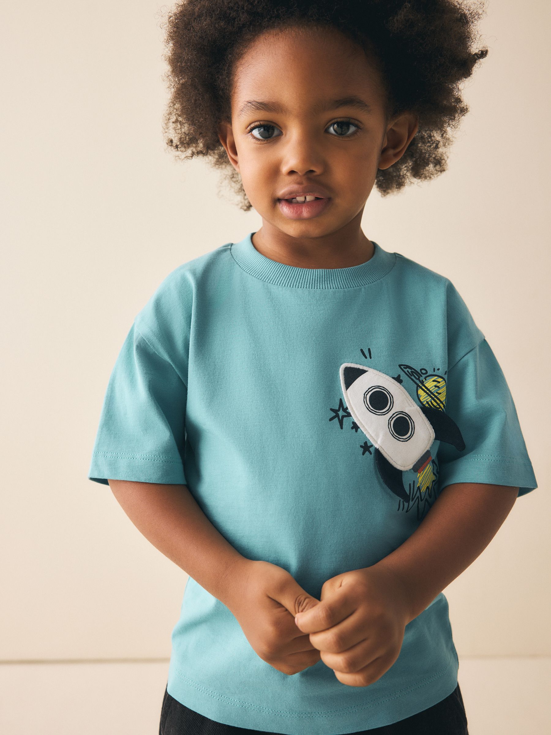Blue Rocketship Short Sleeve Interactive T-Shirt (3mths-7yrs) image 4
