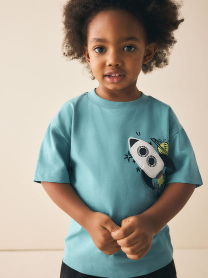 Blue Rocketship Short Sleeve Interactive T-Shirt (3mths-7yrs) image 4