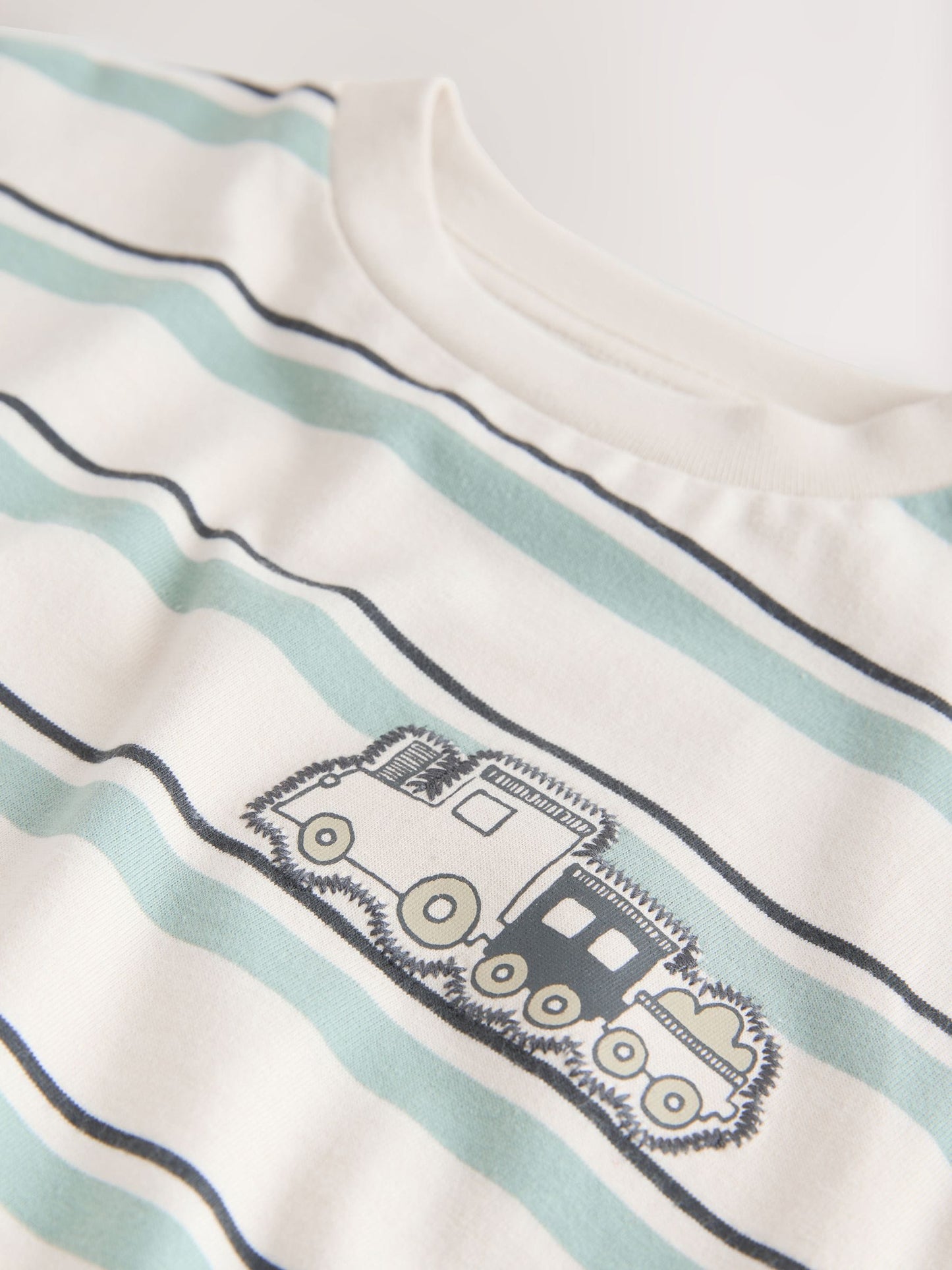 Blue/Ecru Train Short Sleeve Stripe T-Shirt (3mths-7yrs) (3mths-7yrs) image 7