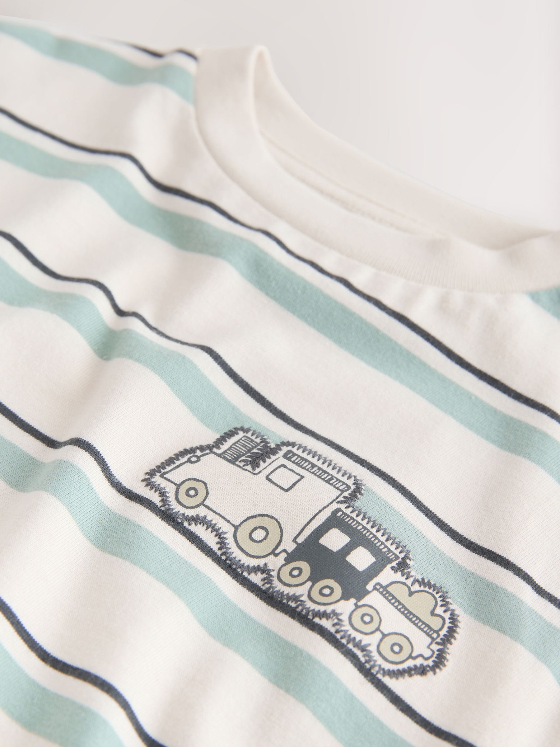 Blue/Ecru Train Short Sleeve Stripe T-Shirt (3mths-7yrs) (3mths-7yrs) image 7
