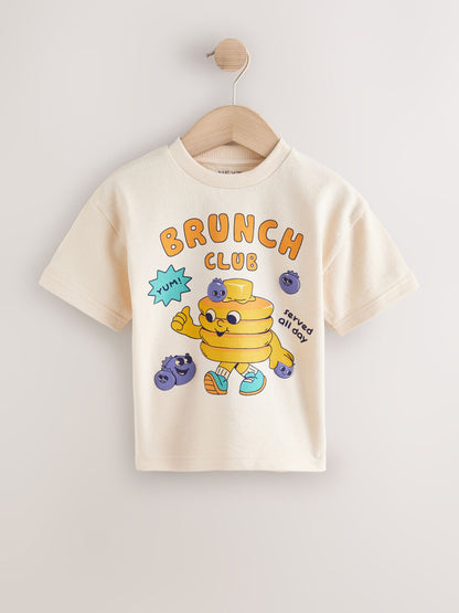 Neutral Brunch Club Pancakes Short Sleeve Graphic T-Shirt (3mths-7yrs) image 1