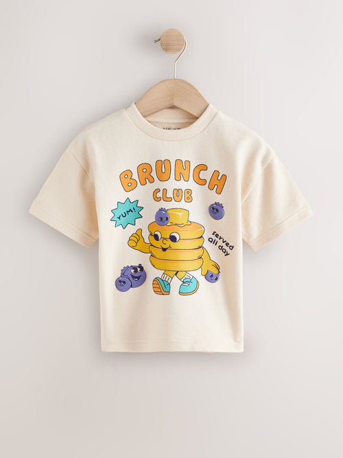 Neutral Brunch Club Pancakes Short Sleeve Graphic T-Shirt (3mths-7yrs) image 1