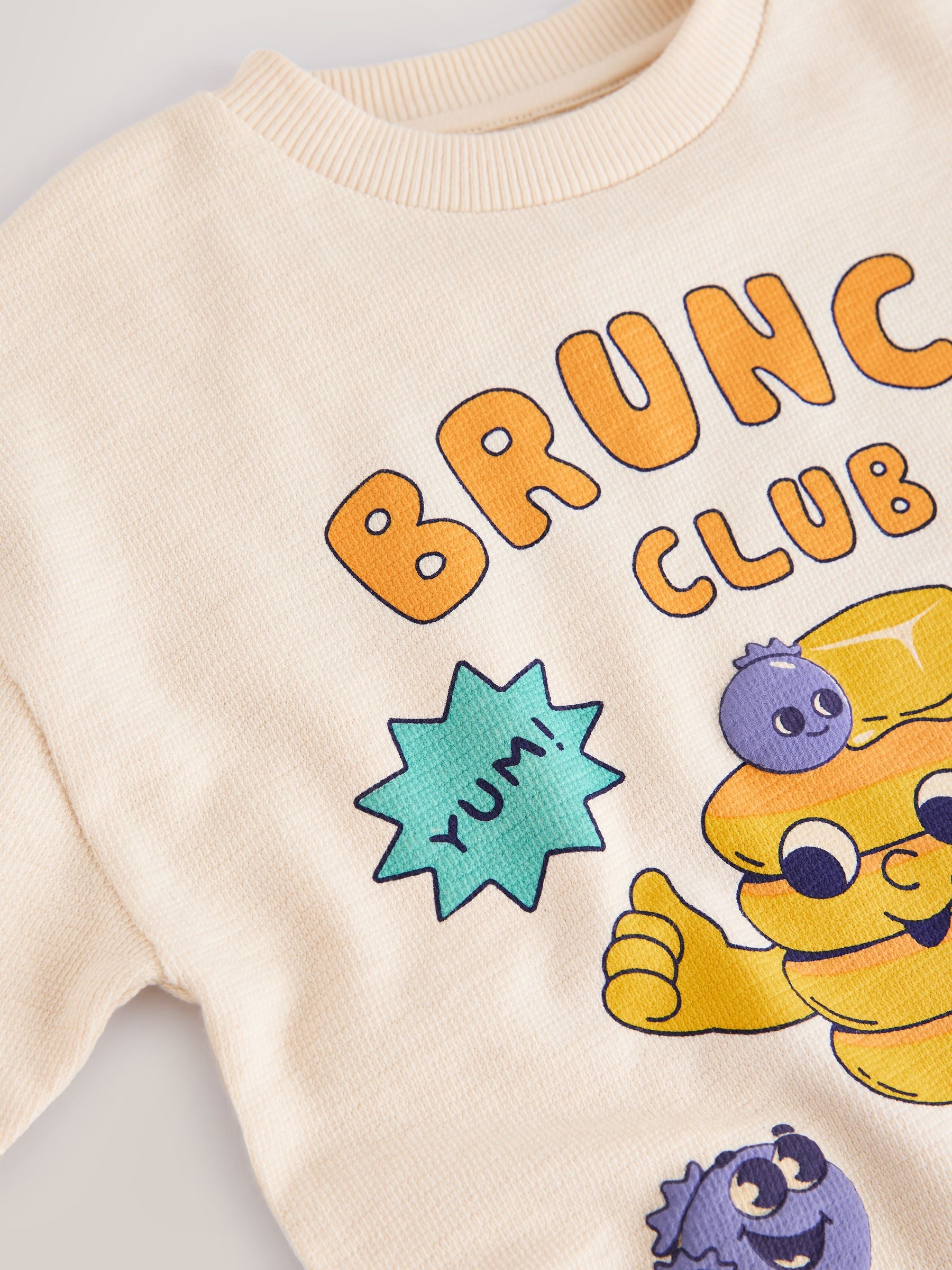 Neutral Brunch Club Pancakes Short Sleeve Graphic T-Shirt (3mths-7yrs) image 3