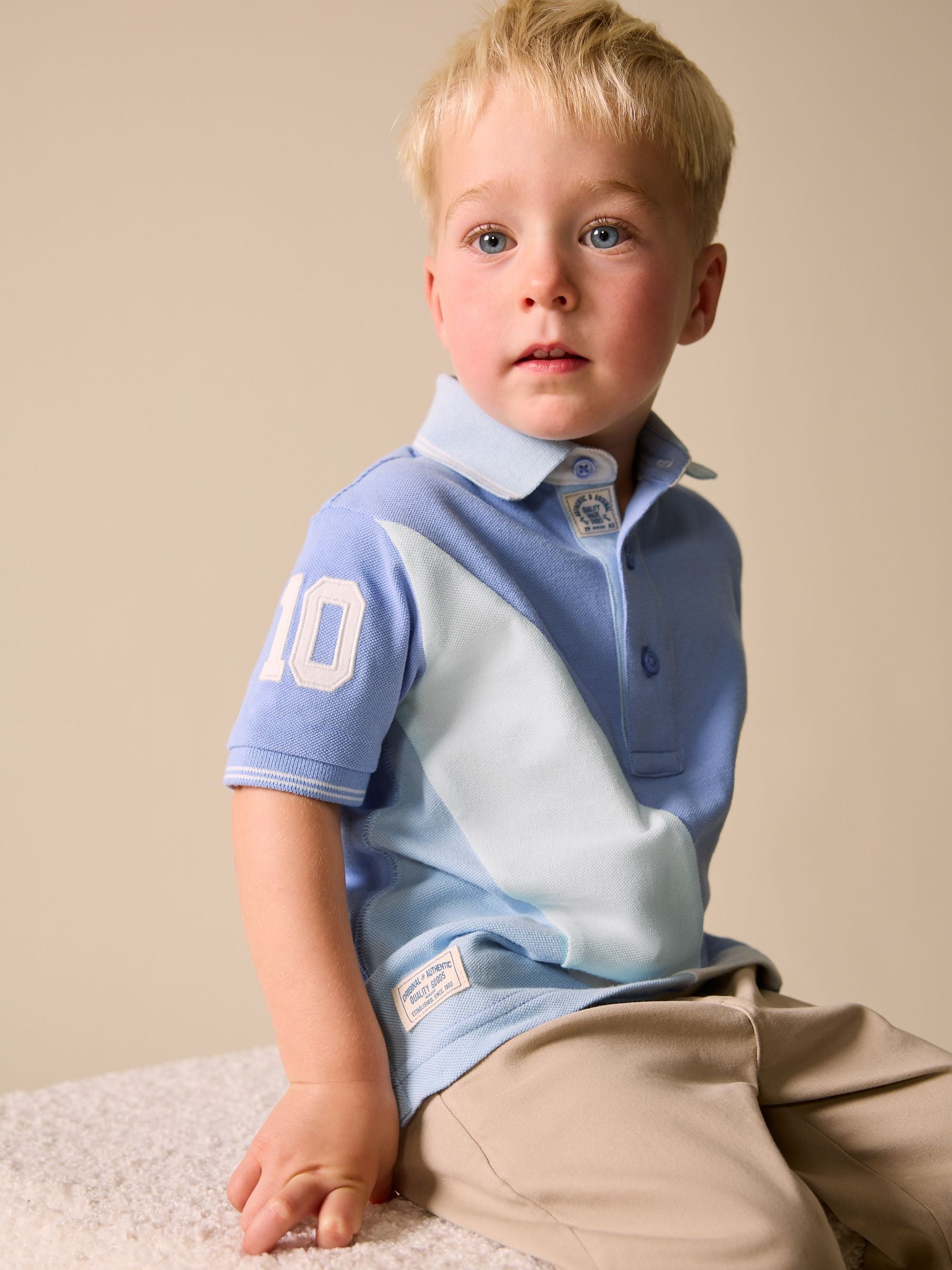 Dsiney Kidz - Blue Colourblock Short Sleeve Polo Shirt (3mths-7yrs) image 1
