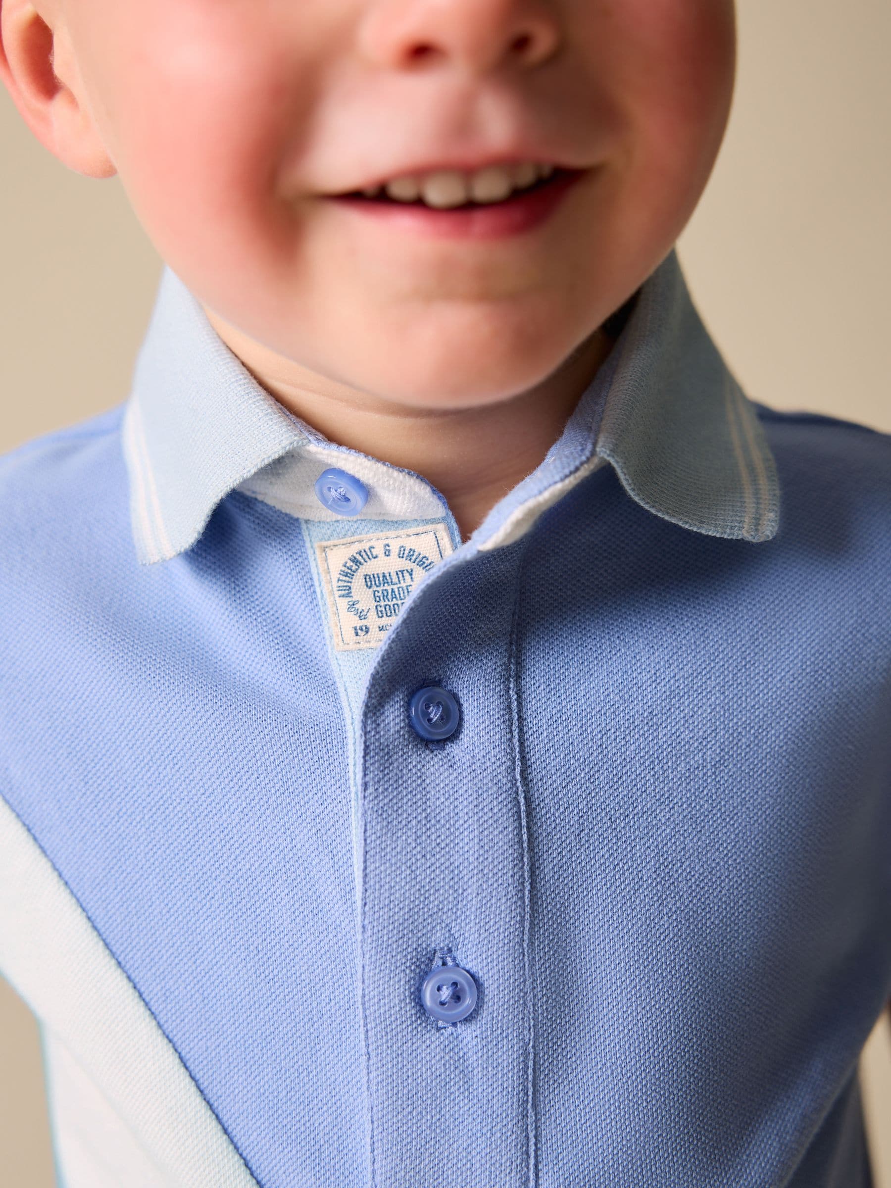 Dsiney Kidz - Blue Colourblock Short Sleeve Polo Shirt (3mths-7yrs) image 4
