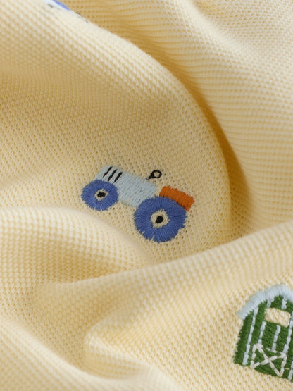 Dsiney Kidz - Yellow Farm All-Over-Embroidered Short Sleeve Polo Shirt (3mths-7yrs) image 4