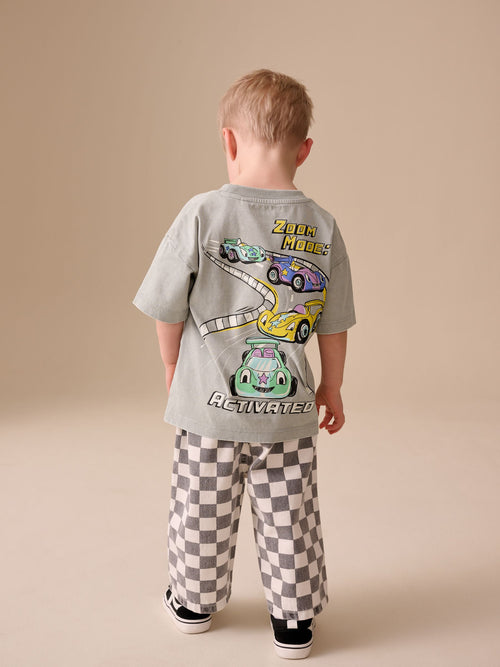 Grey Race Car Short Sleeve Back Print T-Shirt (3mths-7yrs) image 1