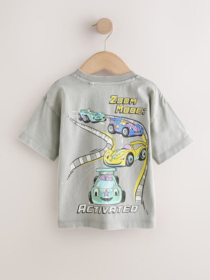 Grey Race Car Short Sleeve Back Print T-Shirt (3mths-7yrs) image 5