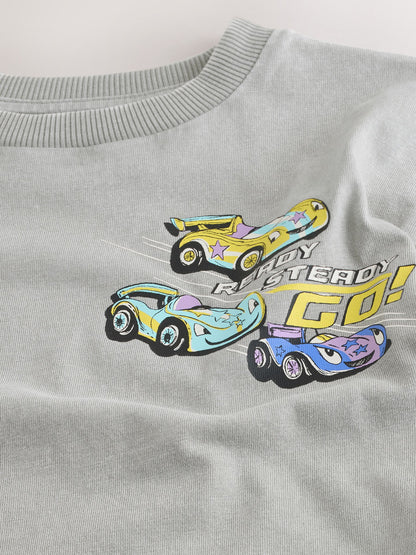 Grey Race Car Short Sleeve Back Print T-Shirt (3mths-7yrs) image 6