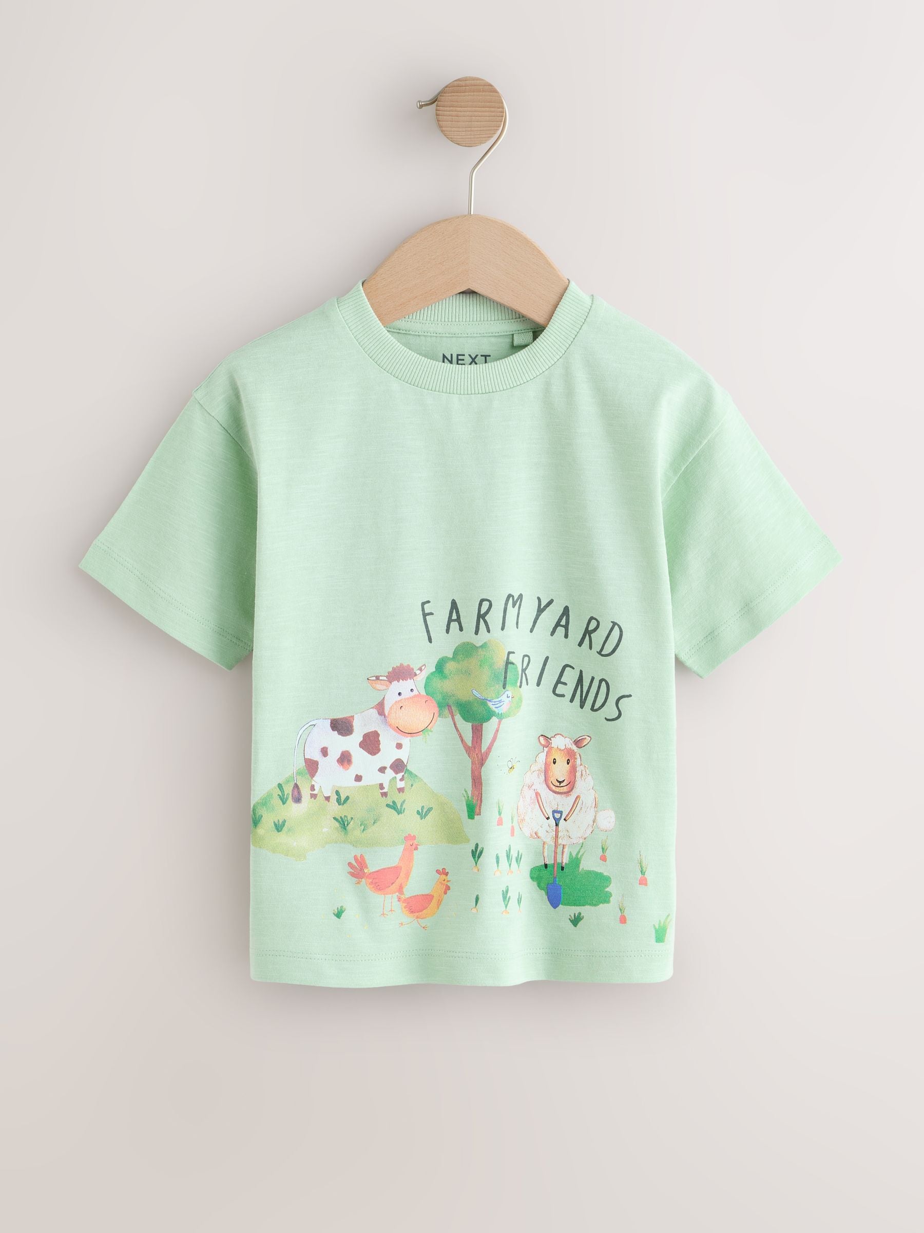 Green Watercolour Farm Short Sleeve Graphic T-Shirts 3 Pack (3mths-7yrs) image 5