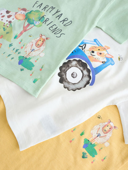 Green Watercolour Farm Short Sleeve Graphic T-Shirts 3 Pack (3mths-7yrs) image 7