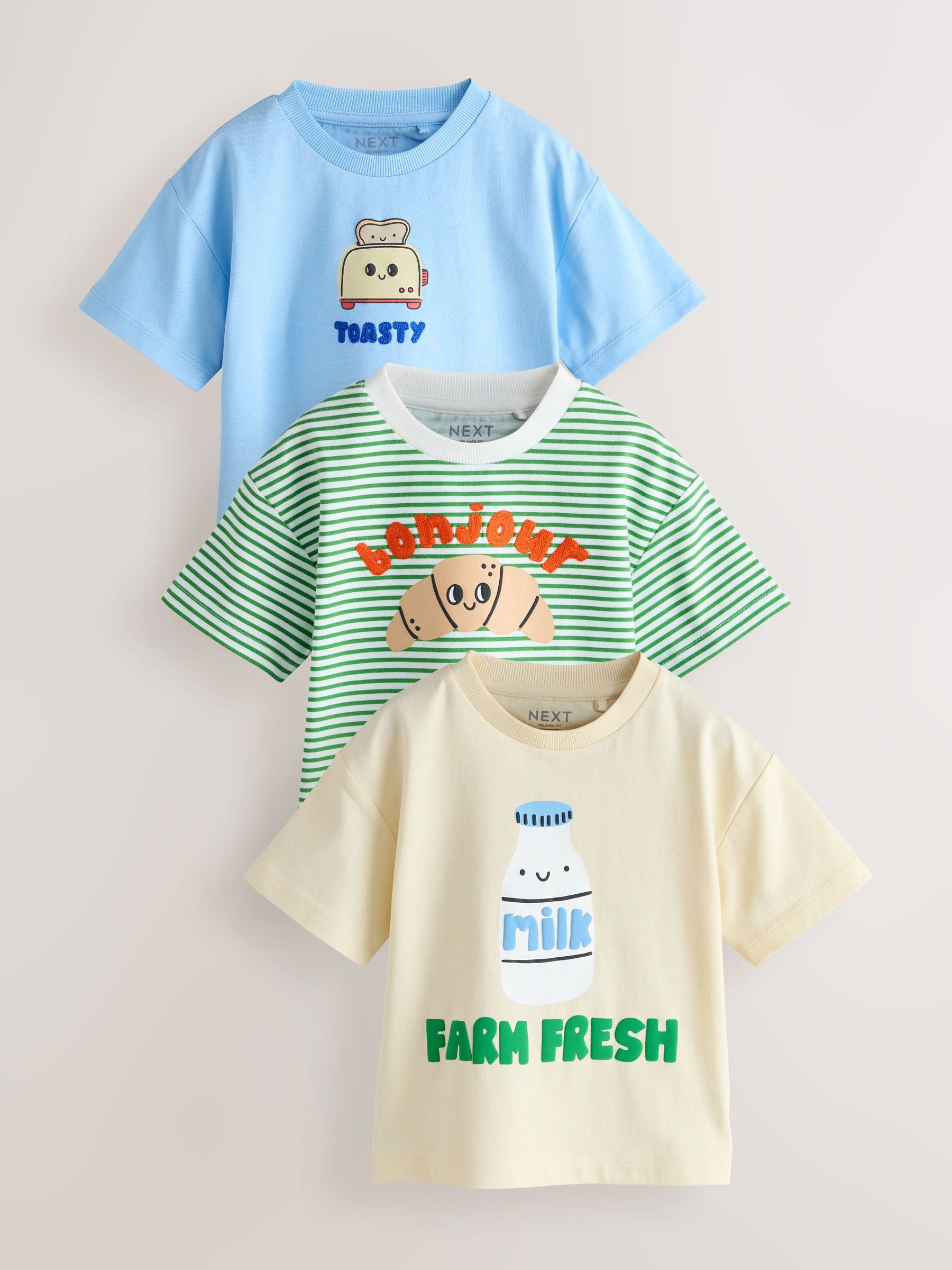 Blue Breakfast Short Sleeve Graphic T-Shirts 3 Pack (3mths-7yrs) image 1