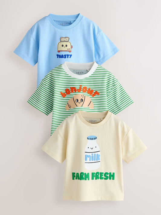 Blue Breakfast Short Sleeve Graphic T-Shirts 3 Pack (3mths-7yrs) image 1