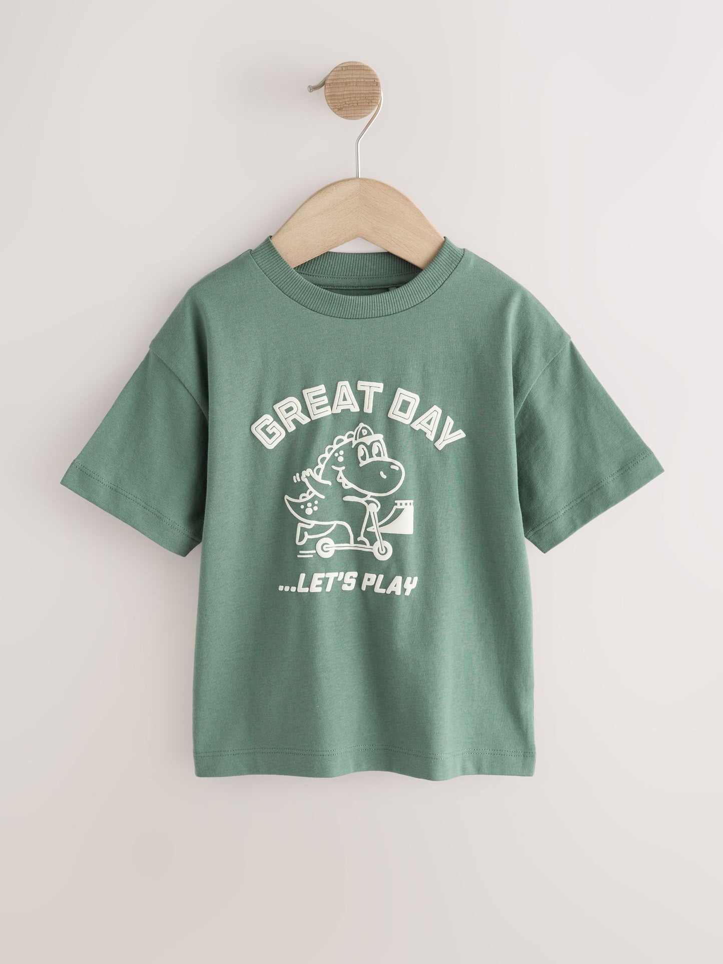 Orange/Green Dinosaur Short Sleeve Graphic T-Shirts 4 Pack (3mths-7yrs) image 2