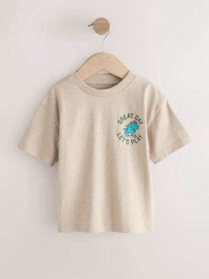 Orange/Green Dinosaur Short Sleeve Graphic T-Shirts 4 Pack (3mths-7yrs) image 6