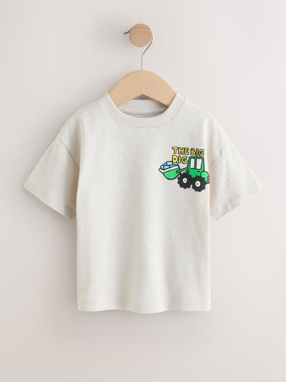 Teal Blue Digger Short Sleeve Graphic T-Shirts 3 Pack (3mths-7yrs) image 3